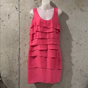 Michael Kors Hot Pink Sleeveless Tiered Ruffle Mini Dress - 8